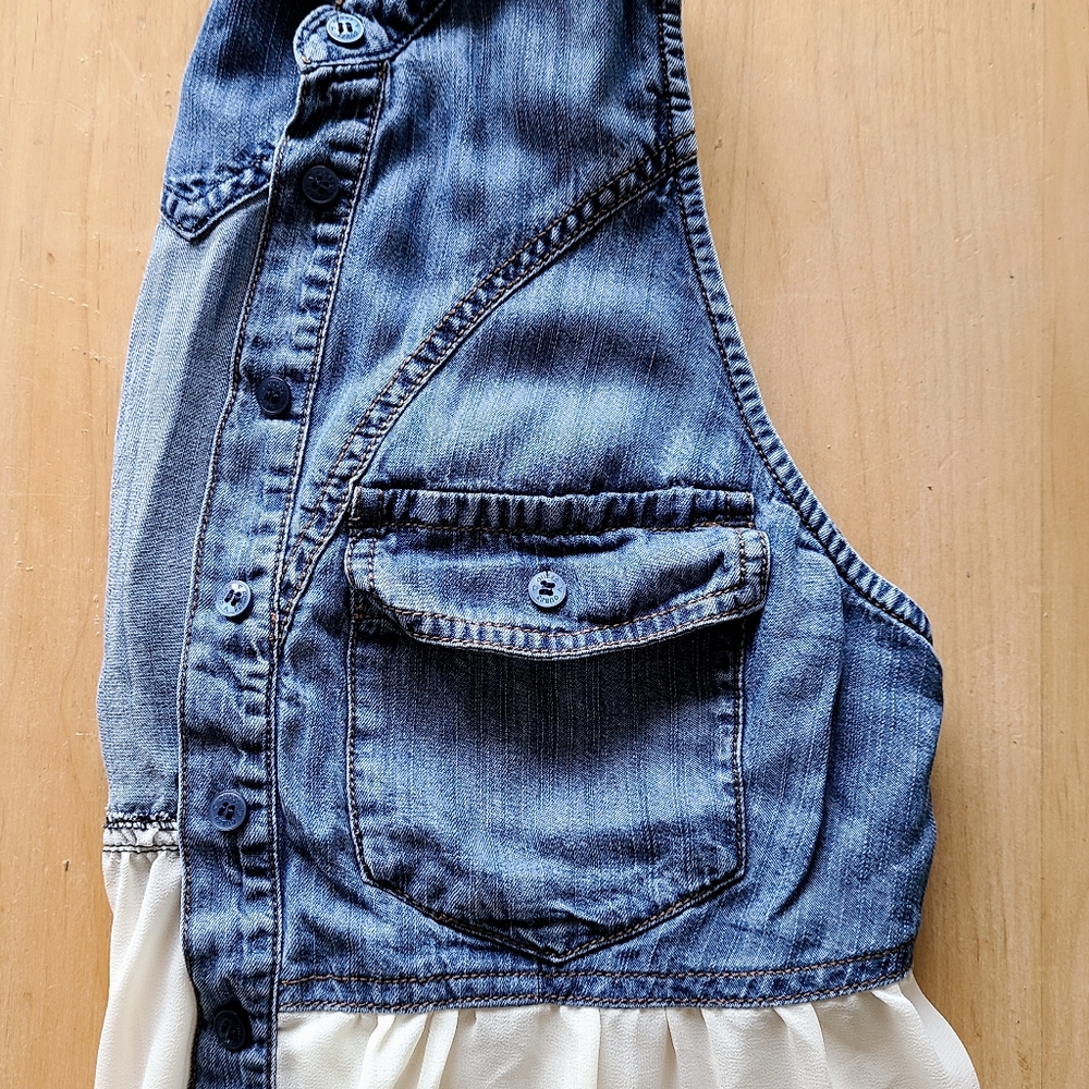 !4 for 15! Guess denim mix media top